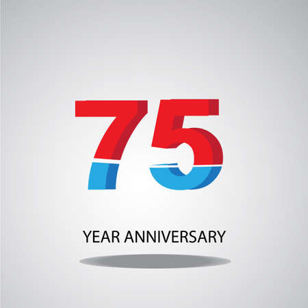 75 Anniversary Logo Vector Template Design Illustration Red and blue