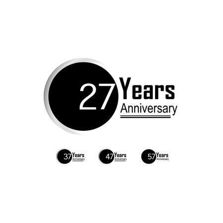 Set Year Anniversary Vector Template Design Illustration Back Circle White Backgroundのイラスト素材
