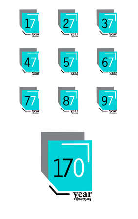 Set 170 Year Anniversary Vector Template Design Illustration Blue Box Elegant White Backgroundのイラスト素材