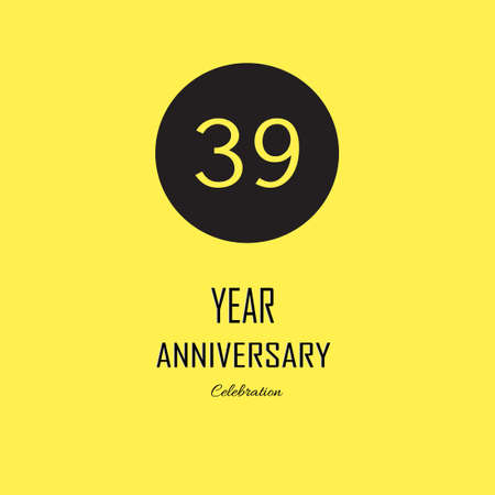 39 Anniversary celebration on yellow background. Vector festive illustration. Birthday or wedding party event decorationのイラスト素材
