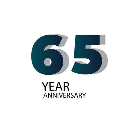 65 Year Anniversary Vector Template Design Illustration Blue Elegant White Background