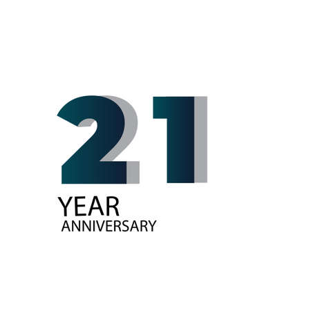 21 Year Anniversary Vector Template Design Illustration Blue Elegant White Backgroundのイラスト素材