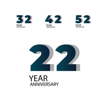 Set Year Anniversary Vector Template Design Illustration Blue Elegant White Backgroundのイラスト素材