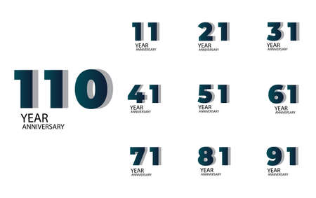 Set Year Anniversary Vector Template Design Illustration Blue Elegant White Backgroundのイラスト素材