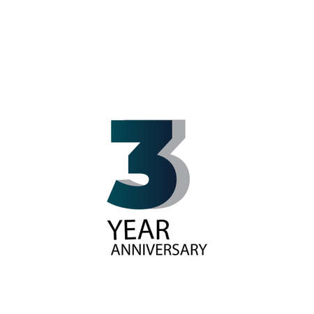 3 Year Anniversary Vector Template Design Illustration Blue Elegant White Background