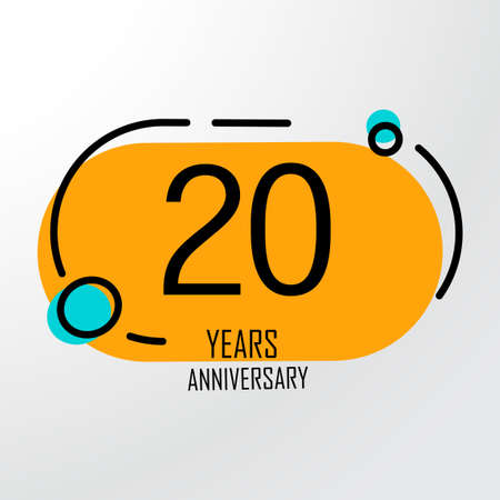 20 Years Anniversary Celebration Orange Color Vector Template Design Illustration