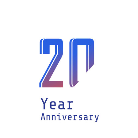 20 Years Anniversary Celebration Blue Color Vector Template Design Illustration