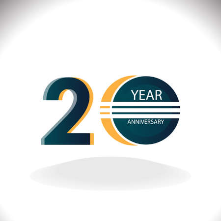 20 Years Anniversary Celebration Blue Color Vector Template Design Illustrationのイラスト素材