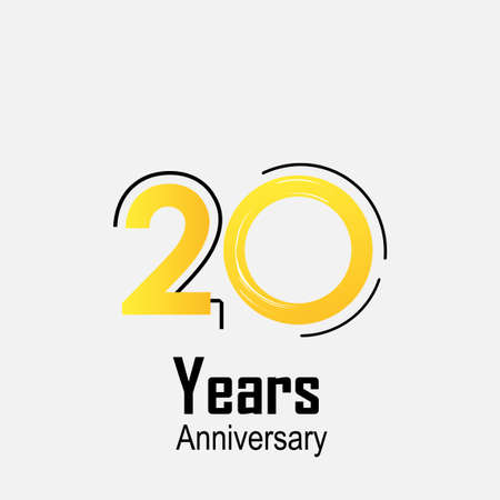 20 Years Anniversary Celebration Yellow Color Vector Template Design Illustration