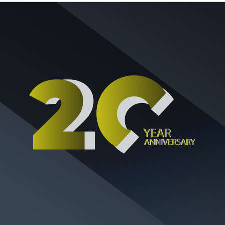 20 Years Anniversary Celebration Gold Black Background Color Vector Template Design Illustration