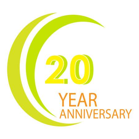 20 Years Anniversary Celebration Yellow Color Vector Template Design Illustrationのイラスト素材