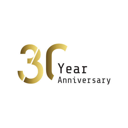 30 Years Anniversary Celebration Gold Vector Template Design Illustrationのイラスト素材