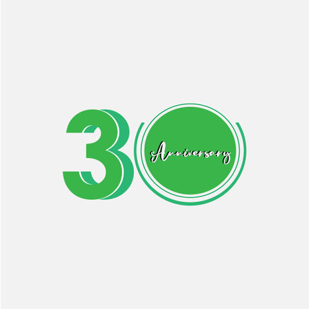 30 Years Anniversary Celebration Green Vector Template Design Illustrationのイラスト素材