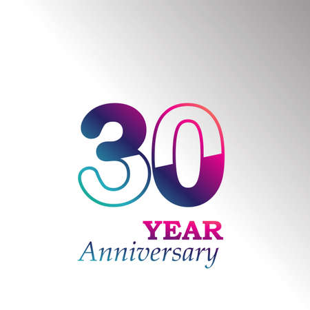 30 Years Anniversary Celebration Rainbow Color Vector Template Design Illustration