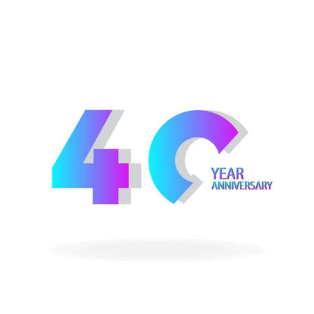 40 Years Anniversary Celebration Blue Color Vector Template Design Illustrationのイラスト素材