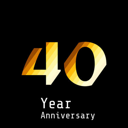 40 Years Anniversary Celebration Gold Black Background Color Vector Template Design Illustration
