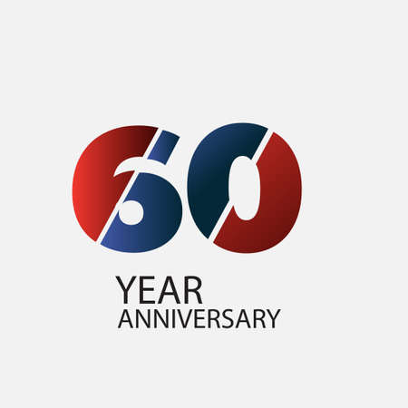 60 Years Anniversary Celebration Red Color Vector Template Design Illustration
