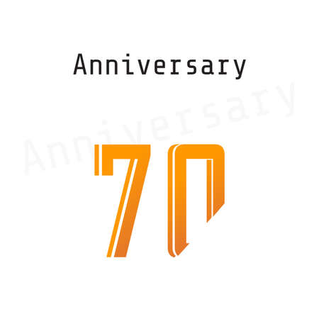 70 Years Anniversary Celebration Orange Color Vector Template Design Illustrationのイラスト素材