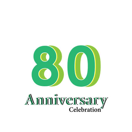 80 Years Anniversary Celebration Green Color Vector Template Design Illustration