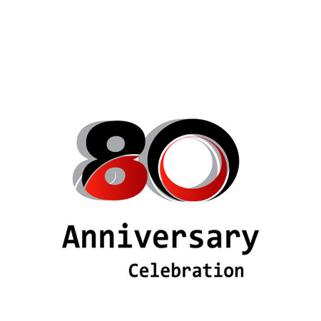 80 Years Anniversary Celebration Black Red Color Vector Template Design Illustration