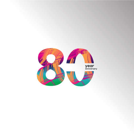 80 Years Anniversary Celebration Color Vector Template Design Illustration
