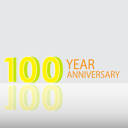 100 Years Anniversary Celebration Yellow Color Vector Template Design Illustrationのイラスト素材