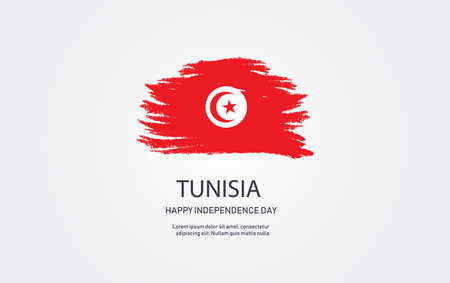 Happy Independence Day Tunisia 20 March vector illustrations with flags and patriotic element. for banners, greetings, posters, brochures, card, template and background illustration.のイラスト素材