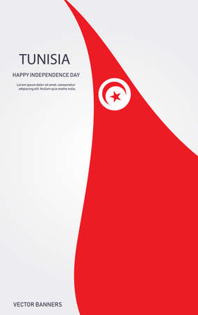 Happy Independence Day Tunisia 20 March vector illustrations with flags and patriotic element. for banners, greetings, posters, brochures, card, template and background illustration.のイラスト素材