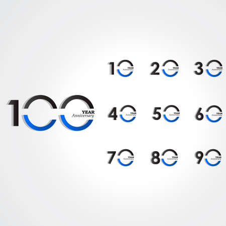 Anniversary Celebration Set Blue Color Vector Template Design Illustrationのイラスト素材
