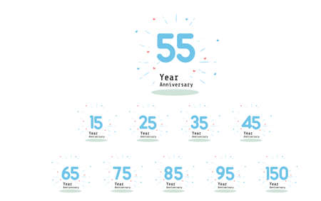 Anniversary Celebration Set Blue Color Vector Template Design Illustrationのイラスト素材