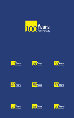 Anniversary Celebration Set Blue Color Vector Template Design Illustration
