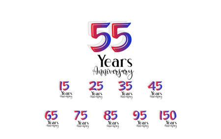 Set Year Anniversary Celebration Rainbow Color Vector Template Design Illustrationのイラスト素材