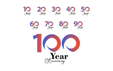 Set Year Anniversary Celebration Rainbow Color Vector Template Design Illustrationのイラスト素材