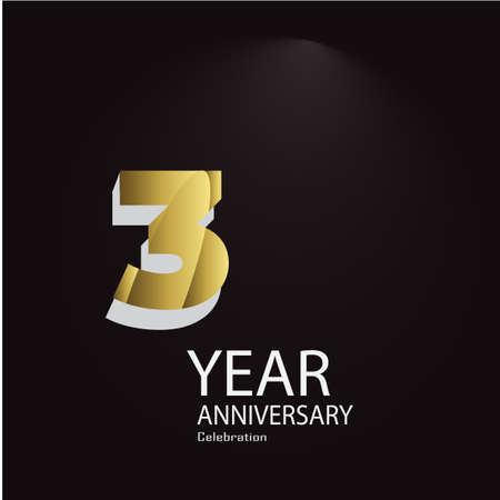 3 Year Anniversary Celebration Vector Template Design Illustrationのイラスト素材
