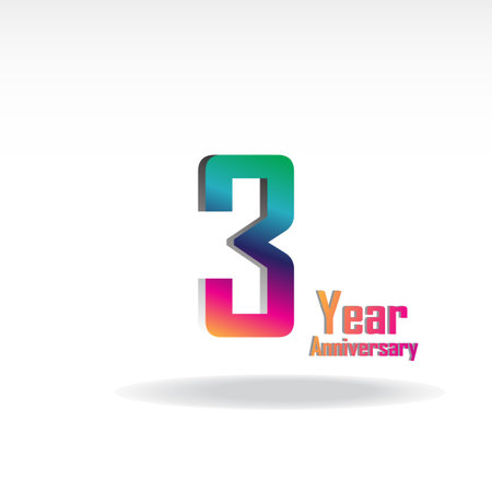 3 Year Anniversary Celebration Vector Template Design Illustrationのイラスト素材
