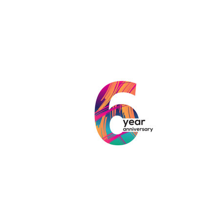 6 Year Anniversary Celebration Vector Template Design Illustrationのイラスト素材