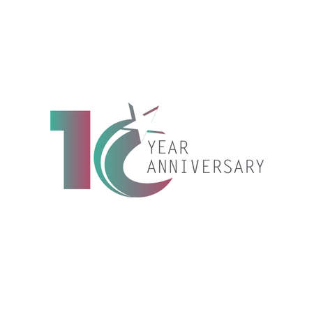 10 Year Anniversary Logo Vector Template Design Illustration White Colorのイラスト素材