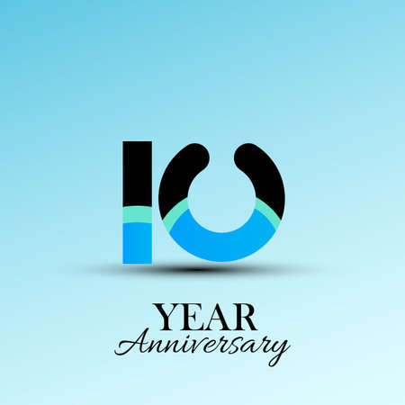 10 Year Anniversary Logo Vector Template Design Illustration White Colorのイラスト素材