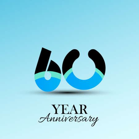 60 Year Anniversary Vector Template Design Illustration Colorのイラスト素材