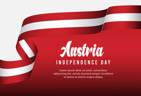 Austria flag state background. Greeting card National Independence Day of the Republic of Austria. Vector Illustration flag.のイラスト素材