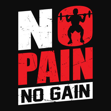 Gym quote - No pain No gain - vector t shirt designのイラスト素材