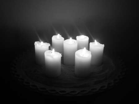 candles in black and whiteの写真素材