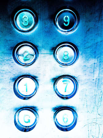 Elevator buttons panel glowing in the darkの素材