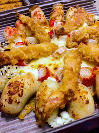 Close up of seafood pizzaの素材