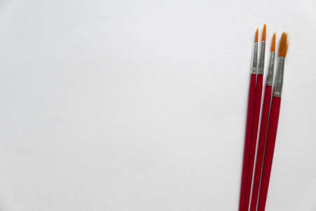 Watercolor brushes on white paper background. Copy paste for text, logo and etc.の写真素材
