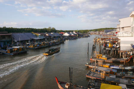 KUALA SEPETANG,MALAYSIA - CIRCA FEBRUARY,2020 : Scenery view of Kuala Sepetang from scenic bridge also known as Port Weld after a former Governor,Frederick Weld.のeditorial素材
