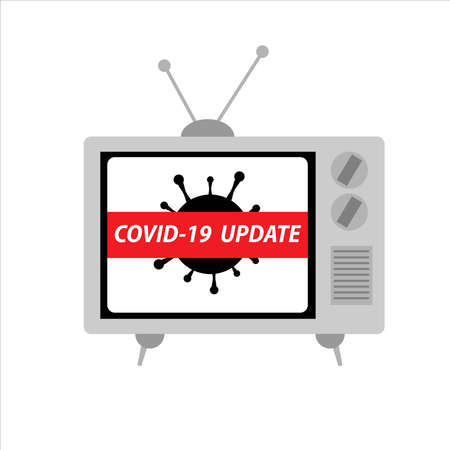 Vector of update of coronavirus or Covid-19 in television. Covid-19 start on 2019 and become pandemic virus.のイラスト素材