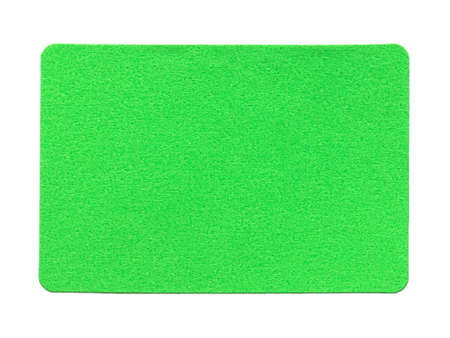 Green rectangular paper sticker label isolated on white background.の写真素材