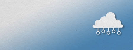 Technology background of cloud computing with copy space. Blue and white paper texture.