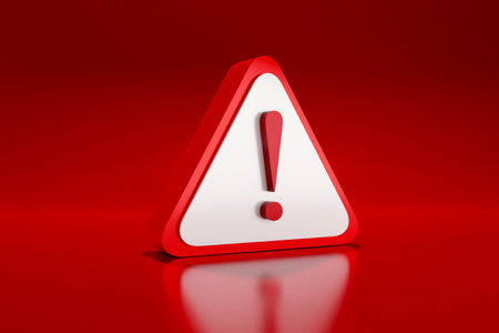 3d render illustration of red reminder icon. Attention alert alarm symbol. Notice of danger or warning.の写真素材